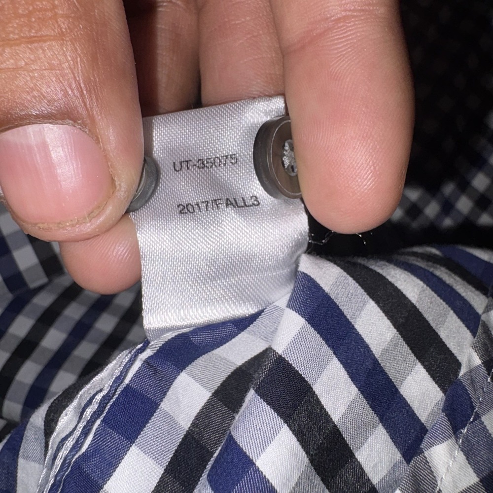 UNTUCKIT Button Down Shirt Mens Large Blue White Gingham Slim Fit Cotton UT35075 - Picture 6 of 9
